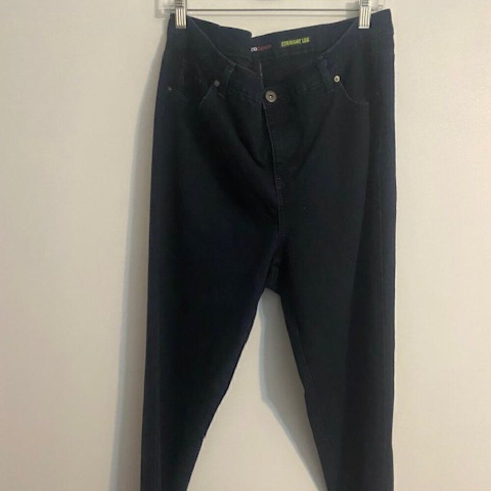 Style & Co 5 pocket distressed straight leg denim jeans, size 16
